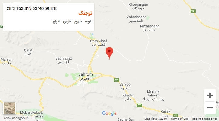 روستای توجنگ بر روی نقشه