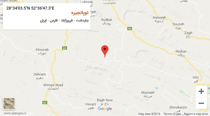 روستای توپانجیره بر روی نقشه