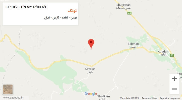 روستای توتک بر روی نقشه