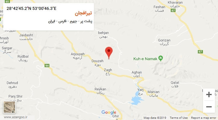 روستای تیرافجان بر روی نقشه