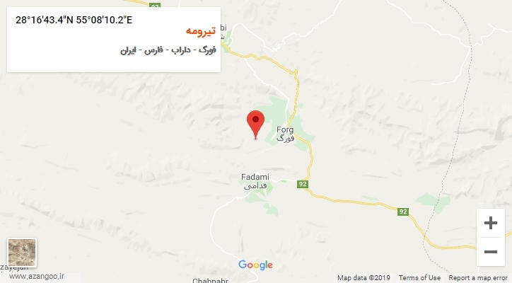 روستای تیرومه بر روی نقشه
