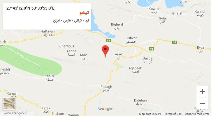روستای تیشو بر روی نقشه