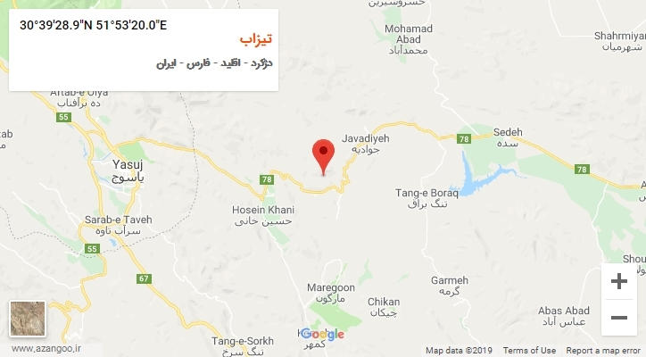 روستای تیزاب بر روی نقشه