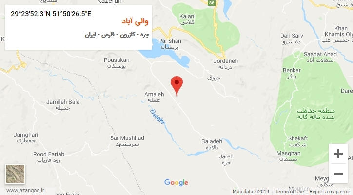 روستای والی آباد بر روی نقشه