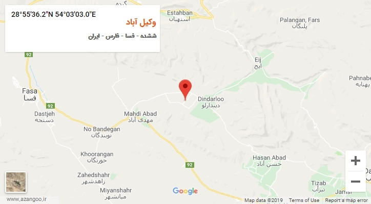 روستای وکیل آباد بر روی نقشه