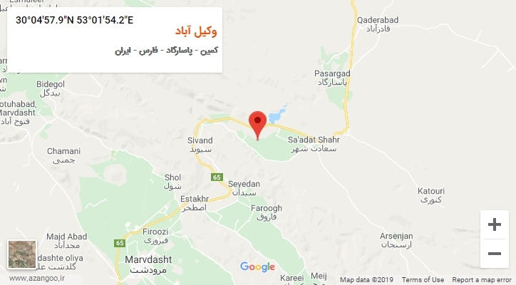 روستای وکیل آباد بر روی نقشه