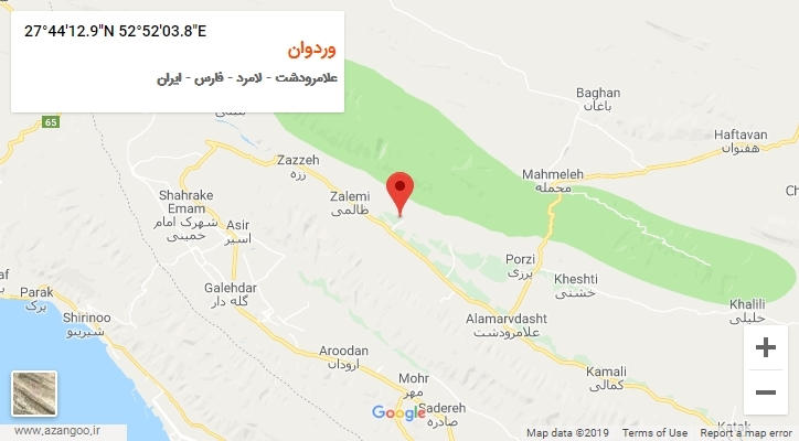 روستای وردوان بر روی نقشه