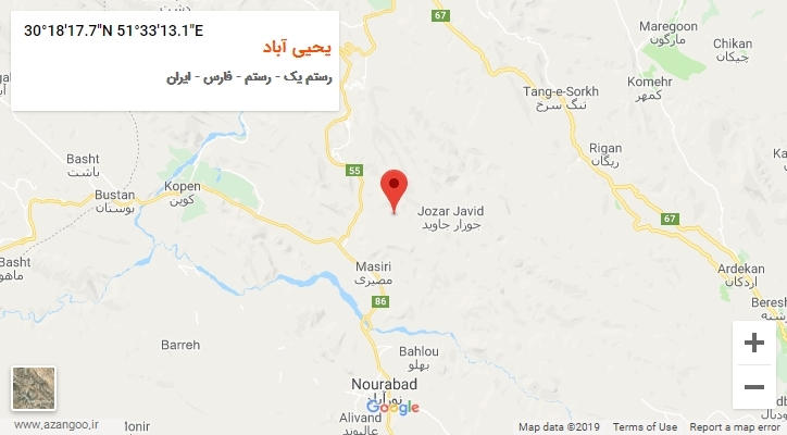روستای یحیی آباد بر روی نقشه