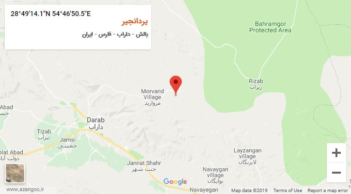 روستای یردانجیر بر روی نقشه