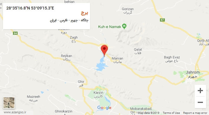 روستای یرج بر روی نقشه