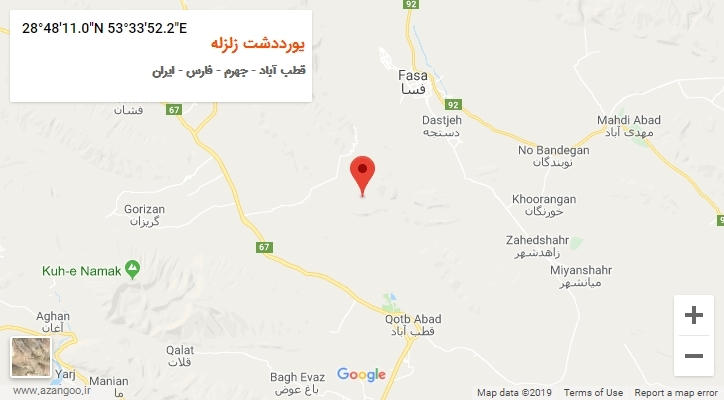 روستای یورددشت زلزله بر روی نقشه