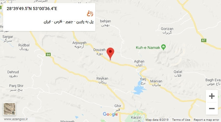 روستای زاغ بر روی نقشه