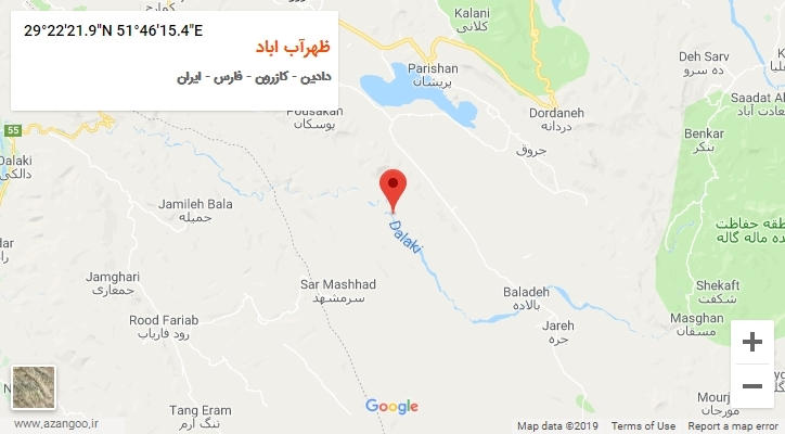 روستای ظهرآب اباد بر روی نقشه