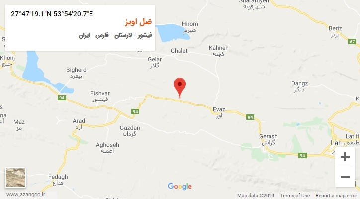 روستای ضل اویز بر روی نقشه