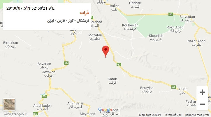 روستای ذرات بر روی نقشه