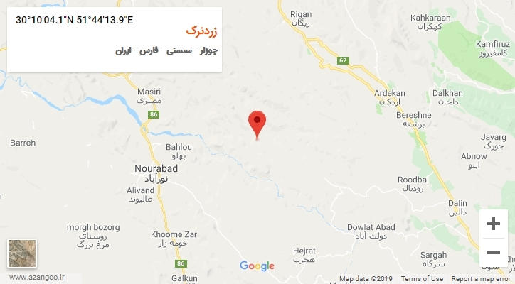 روستای زردنرک بر روی نقشه