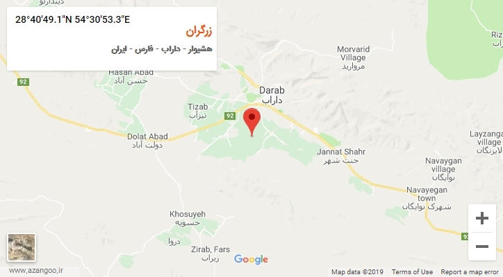 روستای زرگران بر روی نقشه