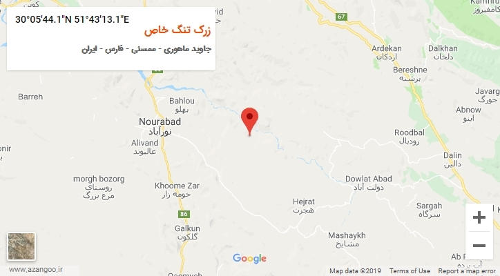 روستای زرک تنگ خاص بر روی نقشه
