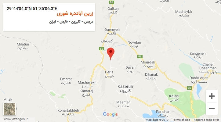 روستای زرین آباددره شوری بر روی نقشه