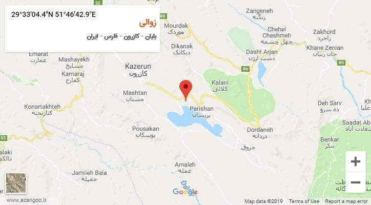 روستای زوالی بر روی نقشه