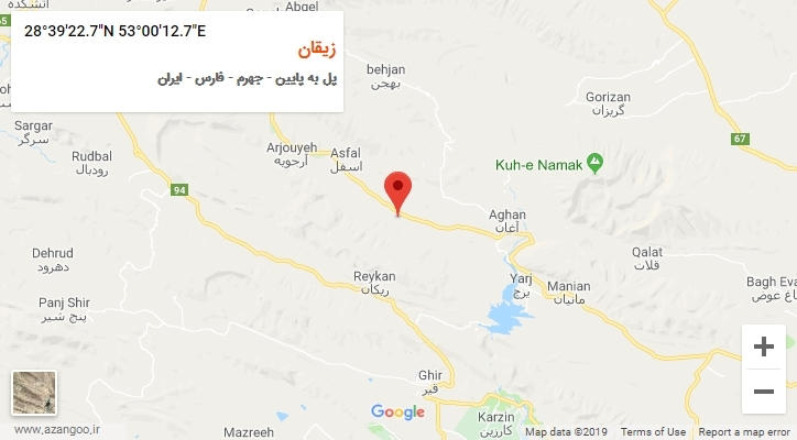 روستای زیقان بر روی نقشه