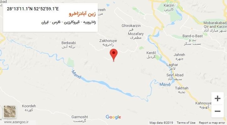 روستای زین آبادزاخرو بر روی نقشه