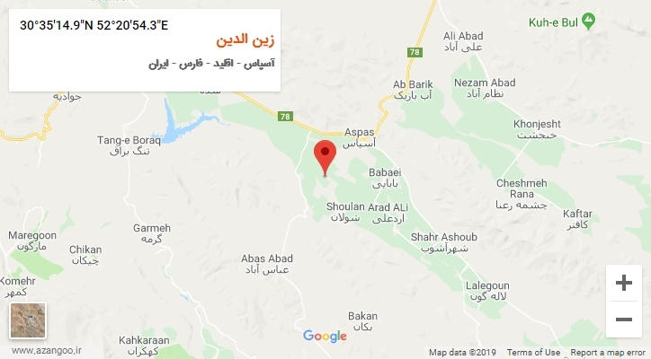 روستای زین الدین بر روی نقشه