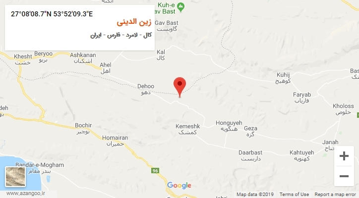 روستای زین الدینی بر روی نقشه