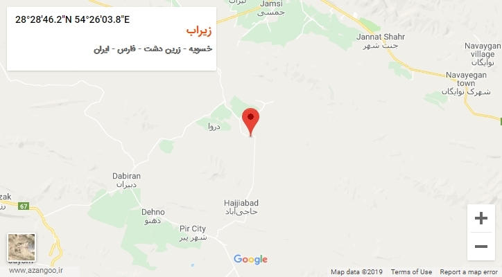 روستای زیراب بر روی نقشه