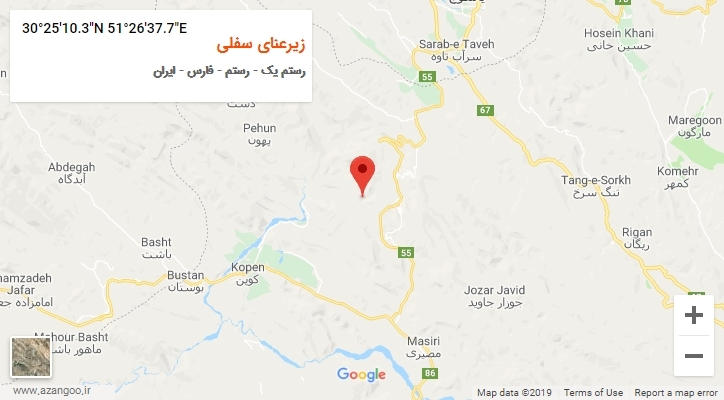 روستای زیرعنای سفلی بر روی نقشه