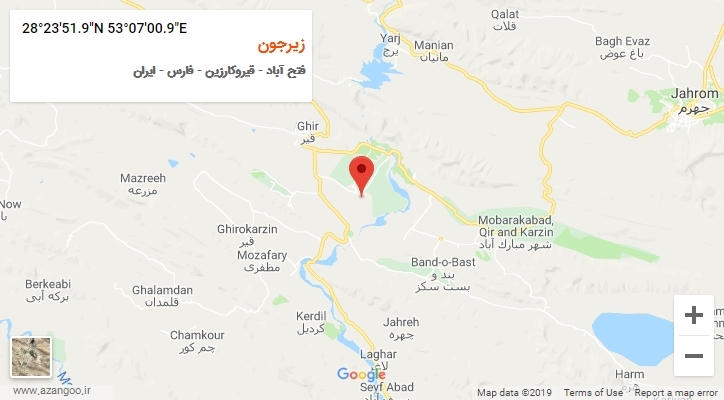 روستای زیرجون بر روی نقشه