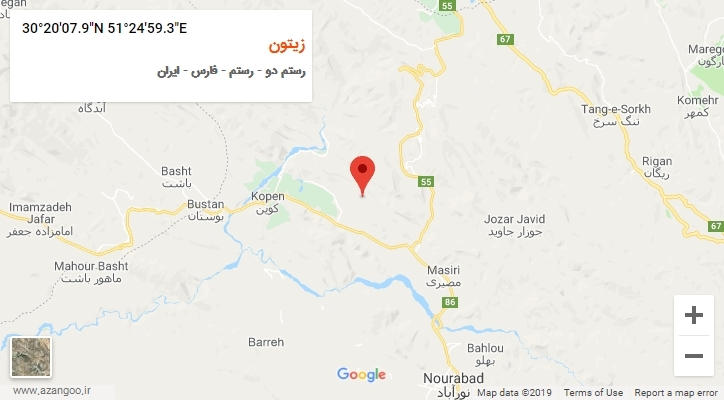 روستای زیتون بر روی نقشه