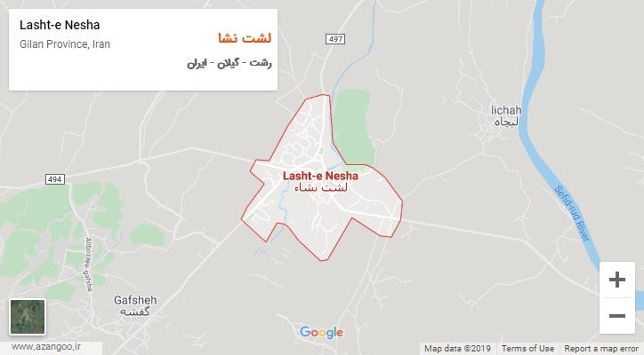 شهر لشت نشا بر روی نقشه