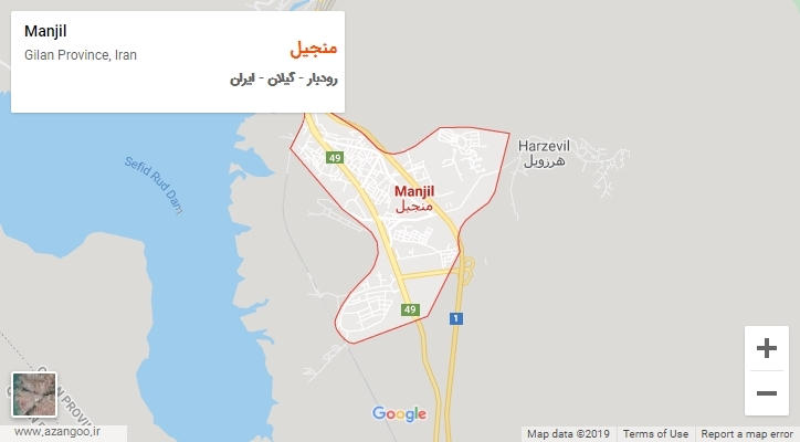 شهر منجیل بر روی نقشه