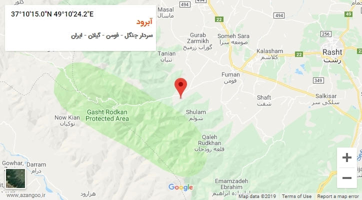 روستای آبرود بر روی نقشه