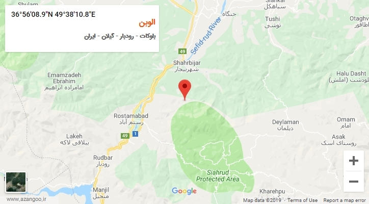 روستای الوبن بر روی نقشه