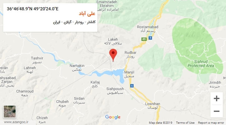 روستای علی آباد بر روی نقشه