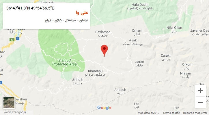 روستای علی وا بر روی نقشه