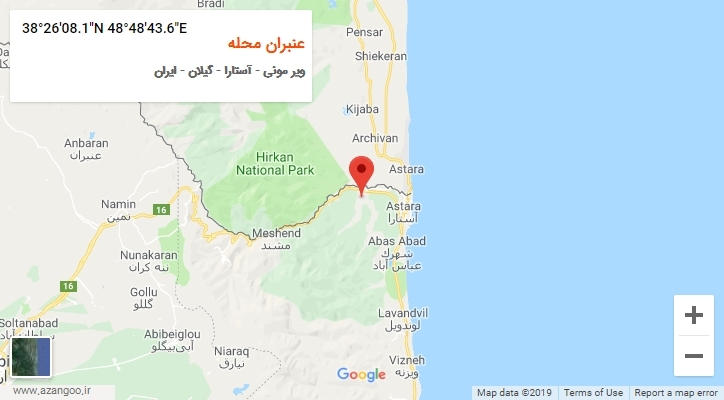 روستای عنبران محله بر روی نقشه