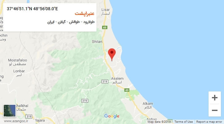 روستای عنبراپشت بر روی نقشه