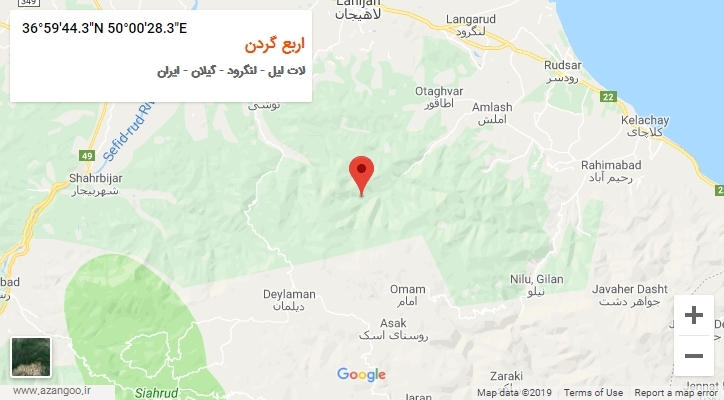 روستای اربع گردن بر روی نقشه