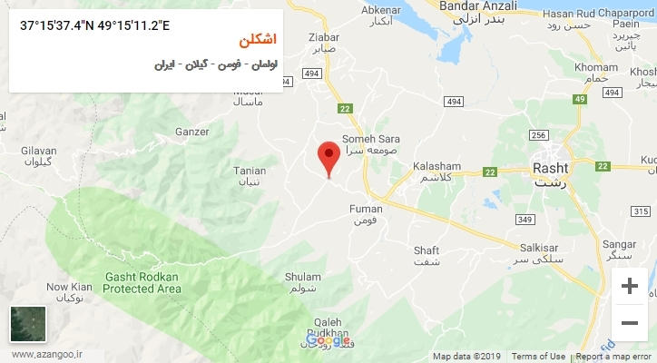 روستای اشکلن بر روی نقشه