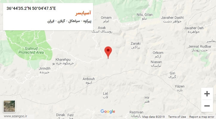 روستای آسیابسر بر روی نقشه