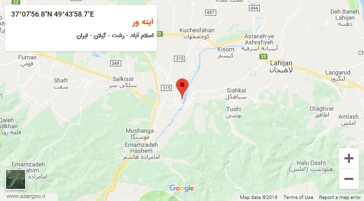 روستای اینه ور بر روی نقشه