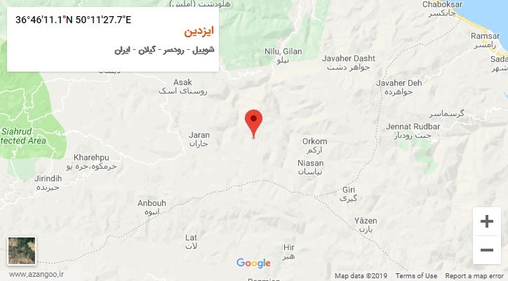 روستای ایزدین بر روی نقشه