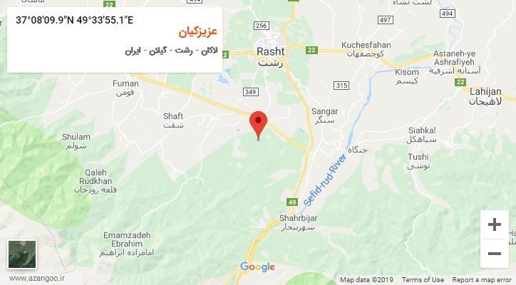 روستای عزیزکیان بر روی نقشه