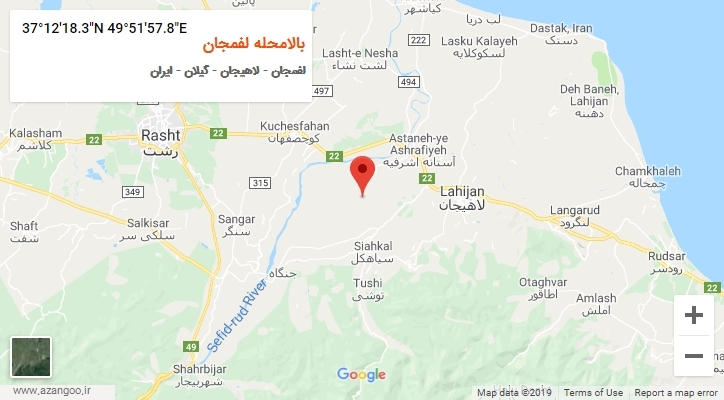 روستای بالامحله لفمجان بر روی نقشه