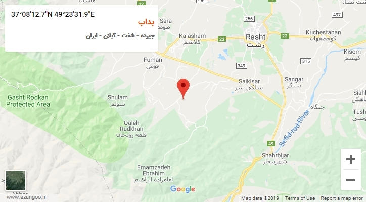 روستای بداب بر روی نقشه