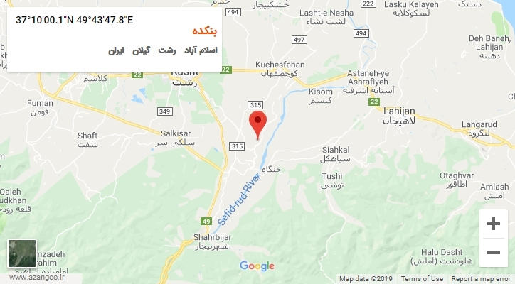 روستای بنکده بر روی نقشه