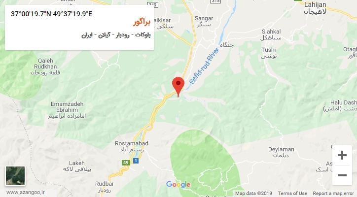 روستای براگور بر روی نقشه